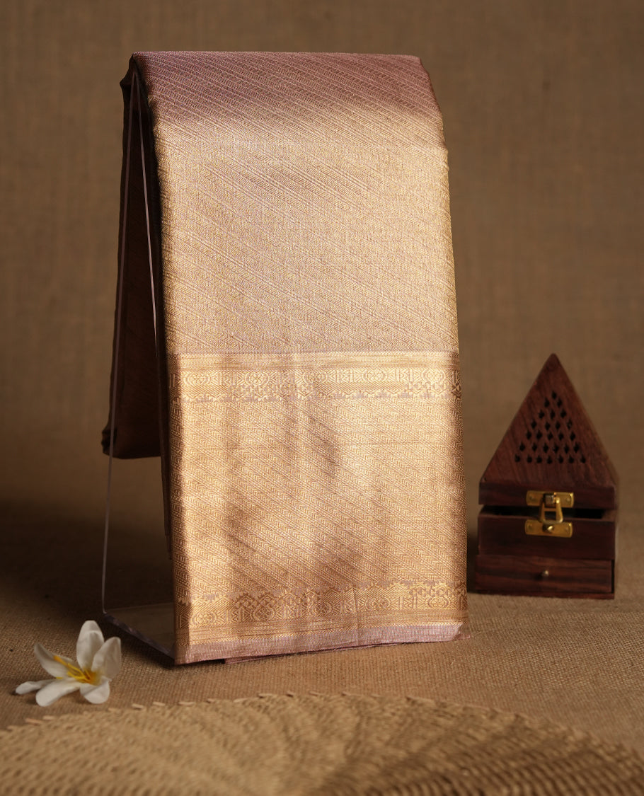 Golden Colour Tissue Silk Saree having Pooraan Vankj Designed Body with Self Coloured Border and Blouse