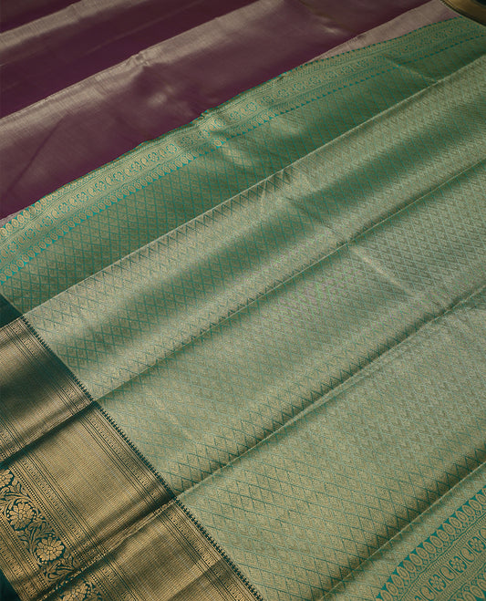 Pastel Violet Colour Art Tissue Saree having Plain Body with Dark Green Border and Blouse