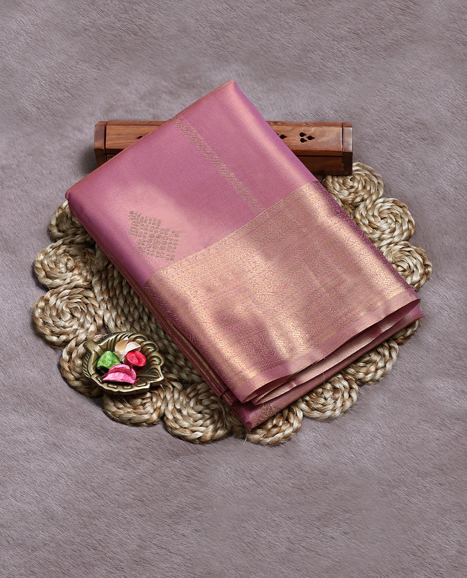 Light Pink Colour Art Tissue Saree having Golden Zari Worked Body with Brocade Border and Blouse