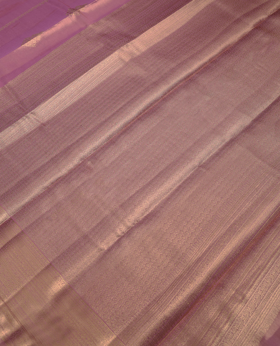 Light Pink Colour Art Tissue Saree having Golden Zari Worked Body with Brocade Border and Blouse