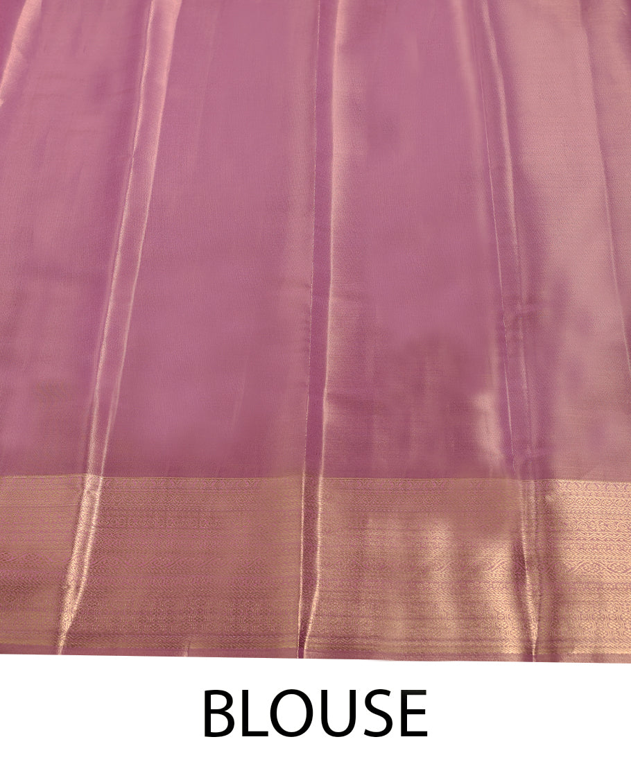 Light Pink Colour Art Tissue Saree having Golden Zari Worked Body with Brocade Border and Blouse
