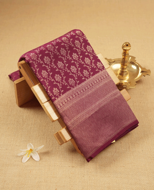 Royal Maroon Colour Kancheepuram Wedding Silk Saree having Jaal Worked Body and Border with Self Coloured Blouse