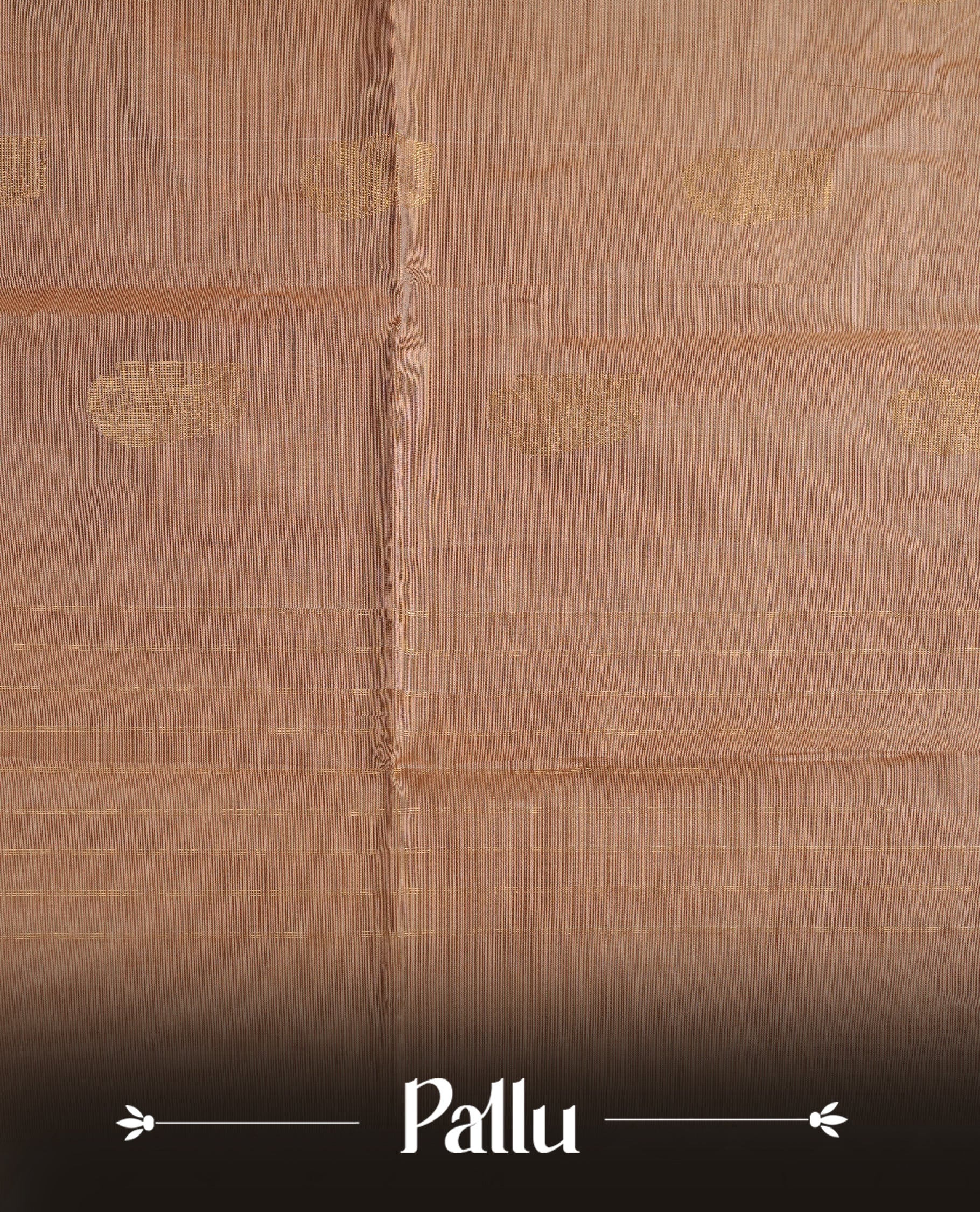 Beige colour chettinad cotton saree featuring gold zari motifs on body, Contrast Brown colour with Gold zari border, comes with matching blouse piece.