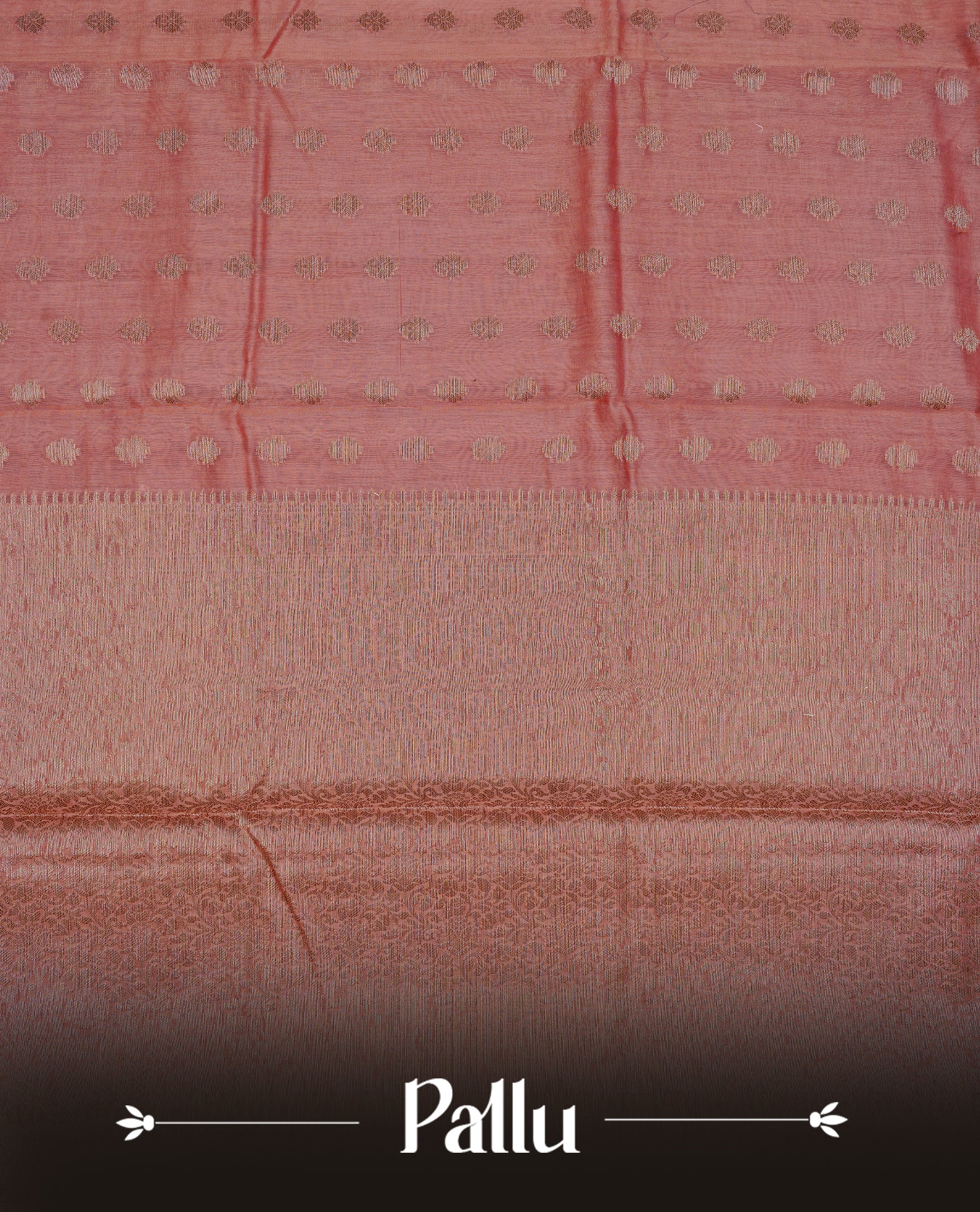 Nude brown colour semi tussar silk saree featuring elegant gold zari motifs across the body, designed with a subtle borderless zari finish for a sophisticated traditional look. Paired with a matching blouse piece.
