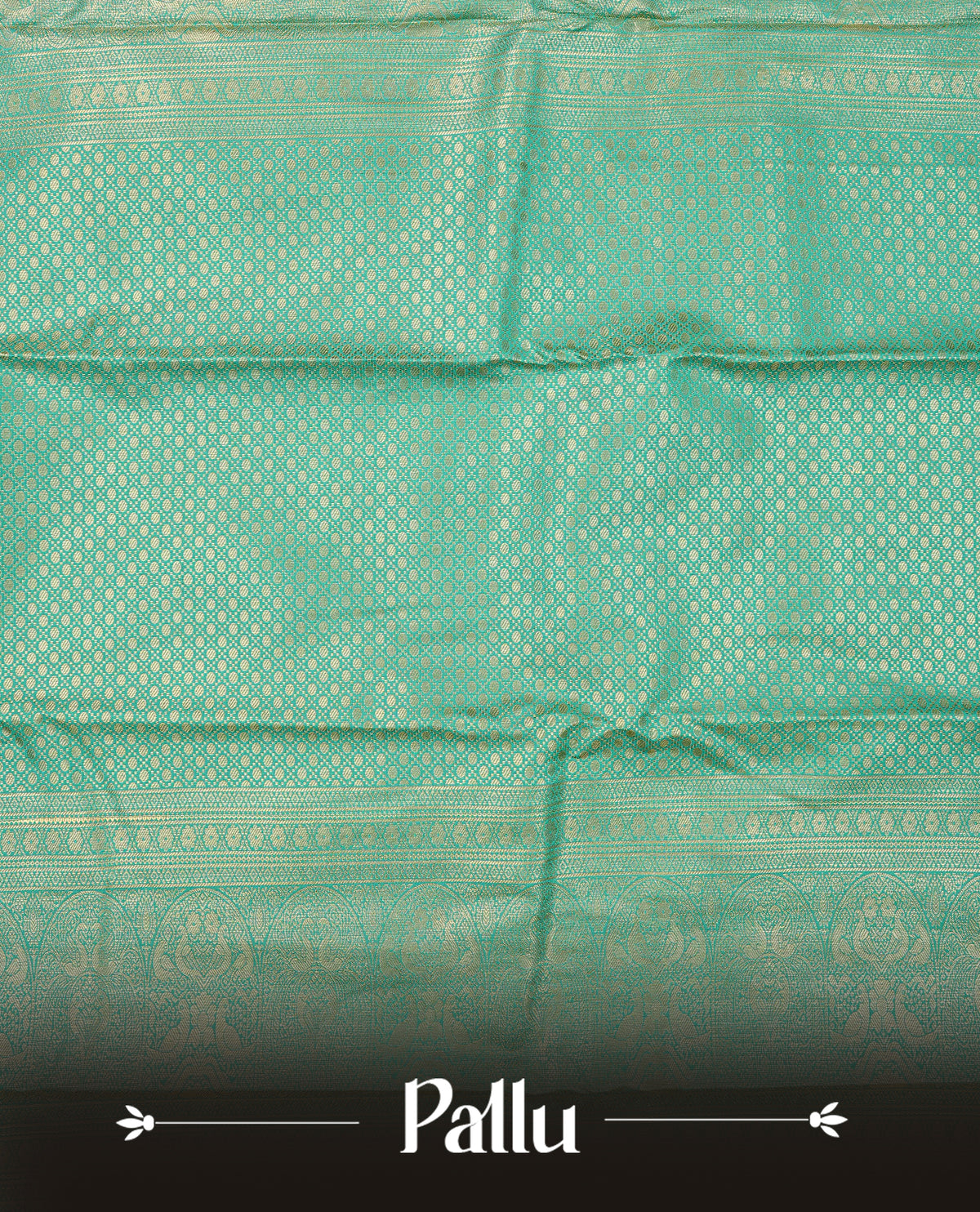 Pista colour semi wedding saree featuring gold zari check with elephant motifs on body complemented by contrast aqua green colour with traditional border, comes with macthing blouse piece.