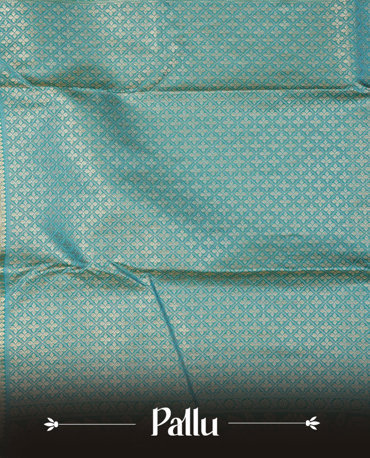 Aqua colour semi wedding silk saree featuring gold zari checks with motifs on body,contrast self colour with traditional border on body, rich pallu comes with matching blouse piece