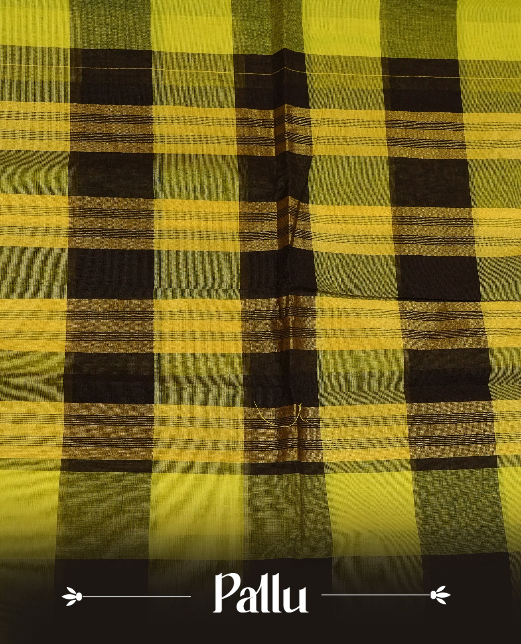 Lemon & Purple colour chettinad cotton saree featuring check pattern on body, complemented by Self Colour with gold zari border, comes with matching blouse piece.