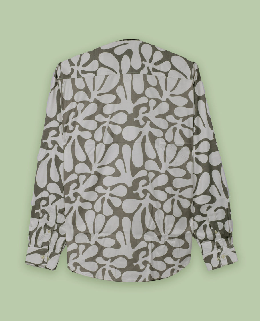 Taupe colour shirt featuring a subtle self print design, Designed with a classic collar and full sleeves, it blends effortless style with everyday comfort.