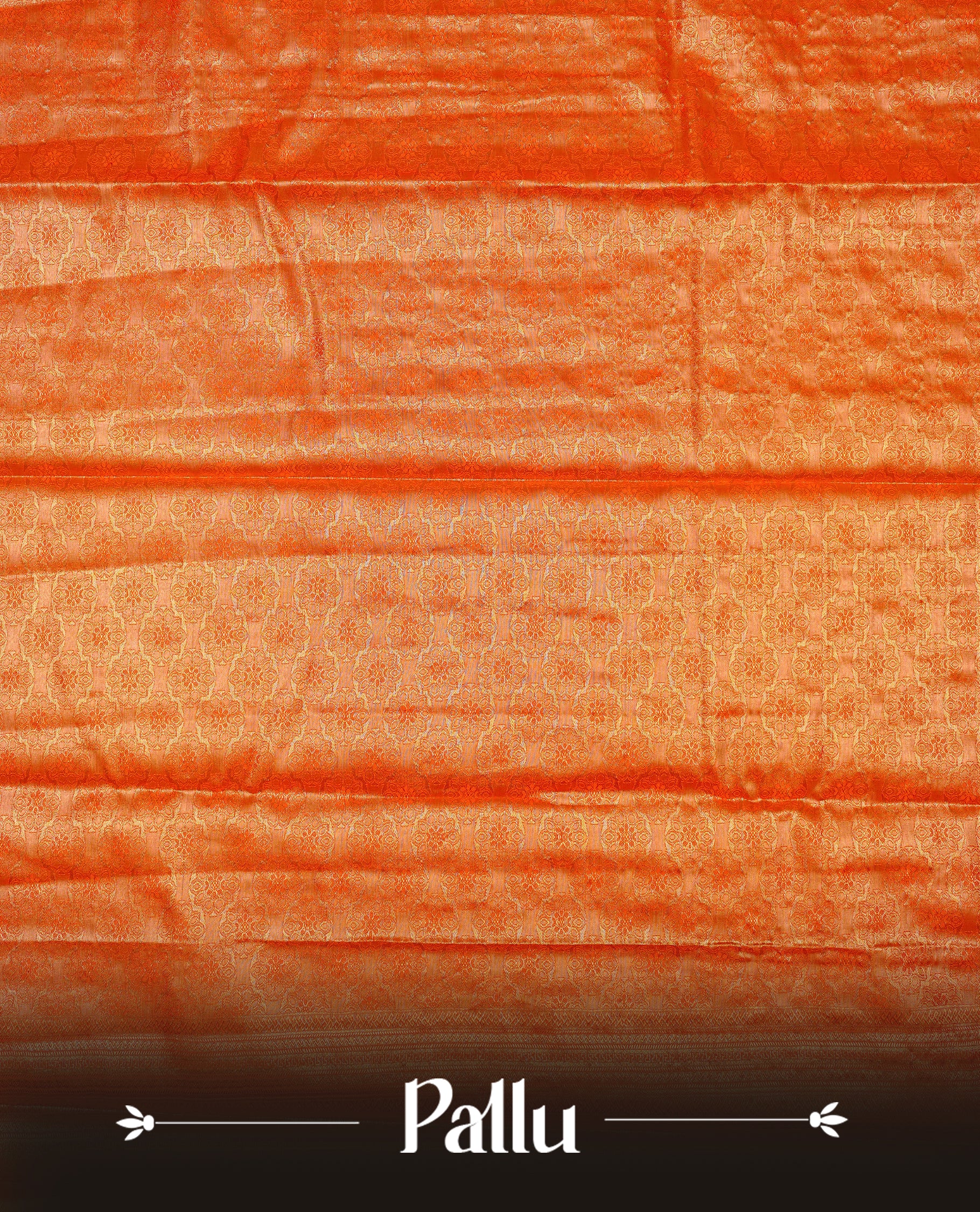 Orange & Gold colour Double shade Semi tissue silk saree featuring self color kodi pattern on body, self colour with traditional border, paired with matching.