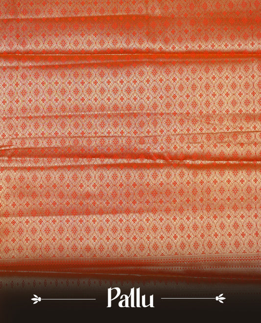 Red & Gold colour Double shade Semi tissue silk saree featuring self color kodi pattern on body, self colour with traditional border, paired with matching.