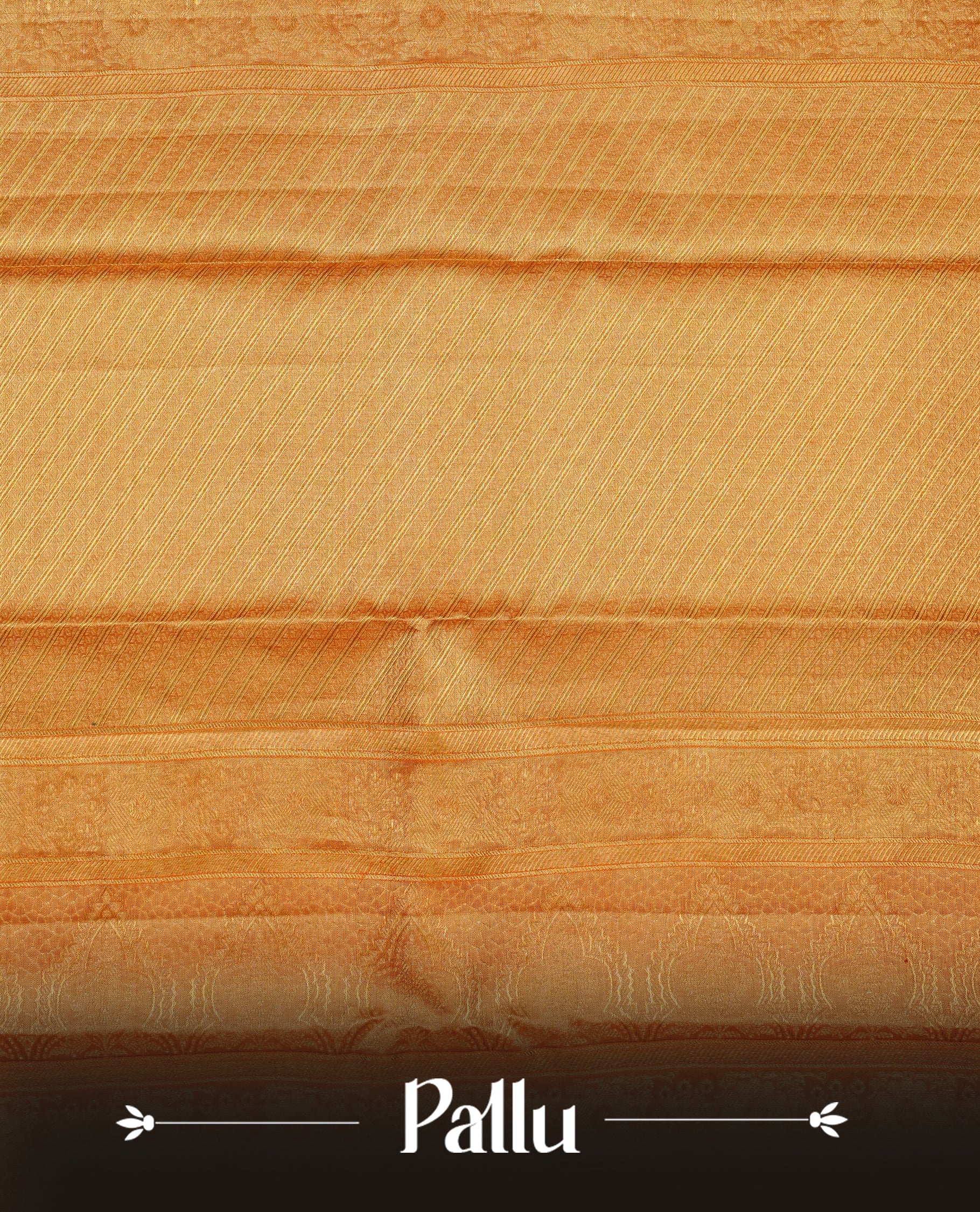 Orange & Gold double shade colour Tissue silk saree featuring gold motifs on body, complemented by self colour with Gold Zari border, comes with matching blouse piece.