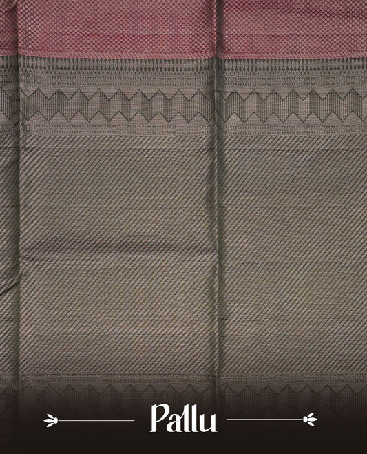 Green, Brown, blue colour soft silk saree featuring gold zari motifs on body, complemented by self colour with traditional border with tassel at pallu, paired with matching blouse piece.