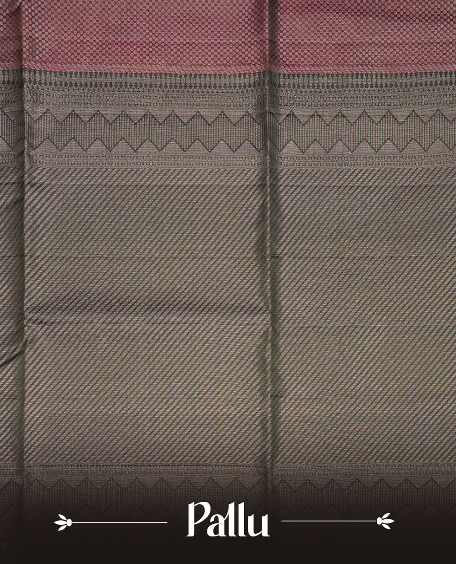Green, Brown, blue colour soft silk saree featuring gold zari motifs on body, complemented by self colour with traditional border with tassel at pallu, paired with matching blouse piece.