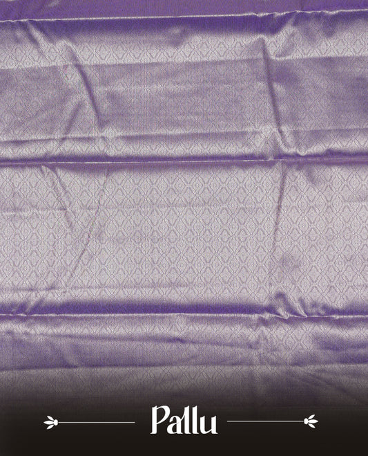 Periwinkle & Silver colour Double shade Semi tissue silk saree featuring self color kodi pattern on body, self colour with traditional border, paired with matching.