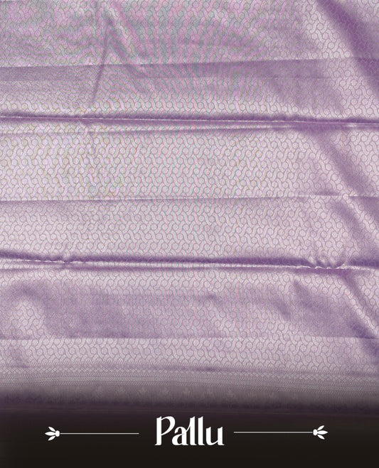 Lavender & Silver colour Double shade Semi tissue silk saree featuring self color kodi pattern on body, self colour with traditional border, paired with matching.