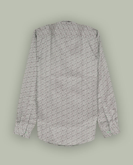 Cream colour patterned shirt with a classic spread collar and full sleeves, Designed with a modern geometric print, this shirt offers premium comfort and timeless style.