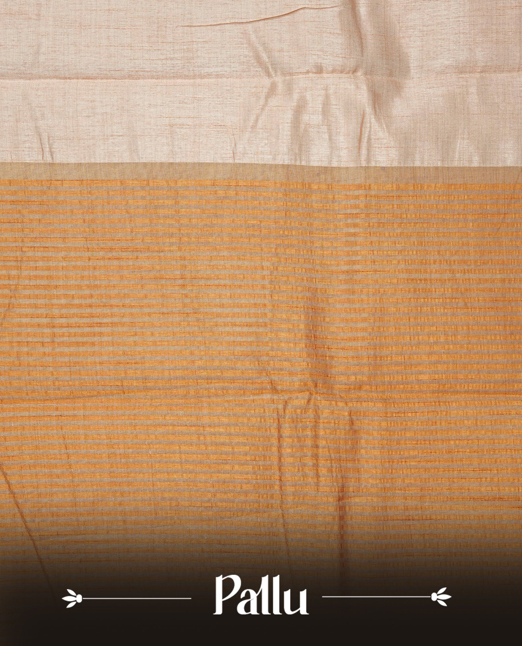 Light Gold Tussar saree featuring Gold zari buttas on body, complemented by contrast Mustard Colour with Gold zari border, comes with matching blouse piece.