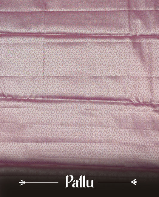 Lavender & Silver colour Double shade Semi tissue silk saree featuring silver zari kodi pattern on body, self colour with traditional border, paired with matching.