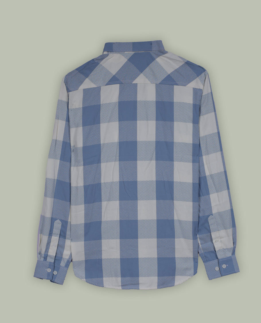Blue and white checked cotton shirt crafted for all day comfort, Designed with a classic collar and full sleeves, this timeless piece offers a crisp and casual look, perfect for both work and weekend wear.