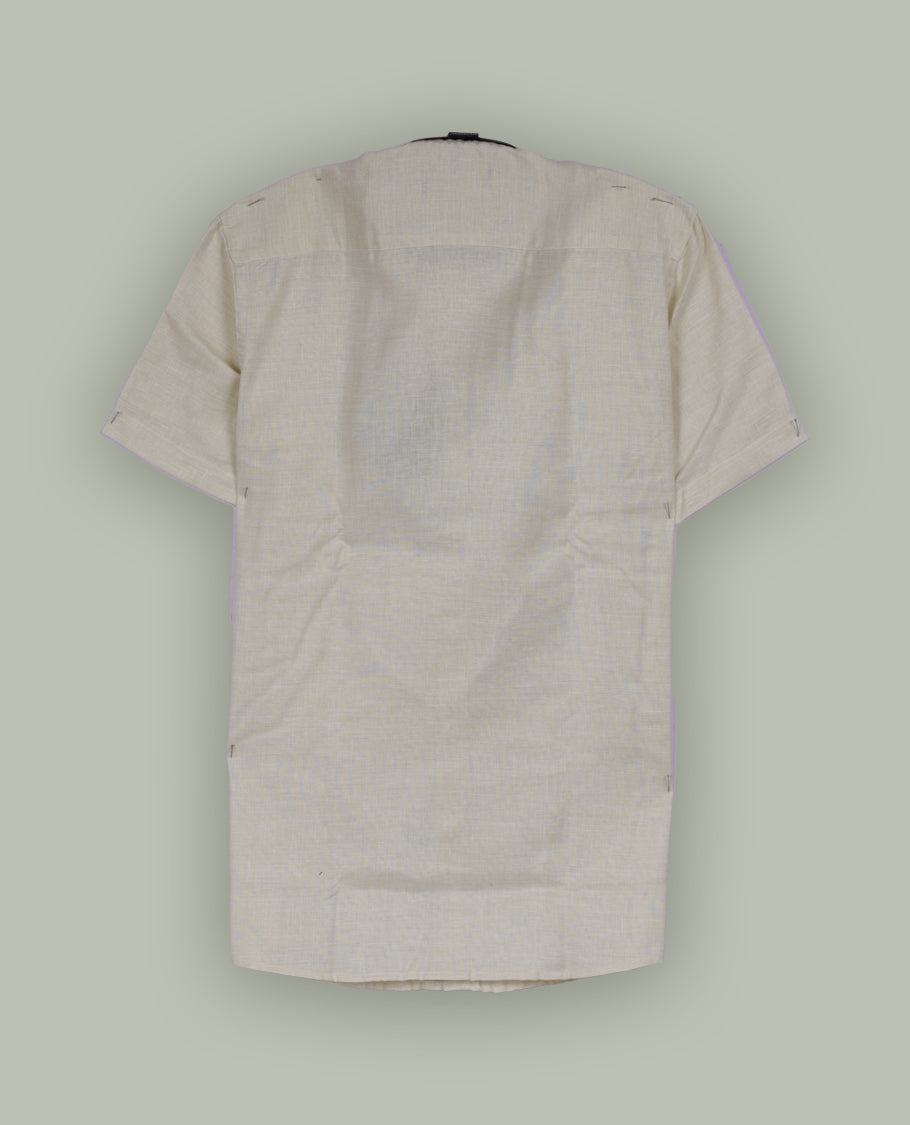 Light beige colour Oxemberg short sleeve shirt with a classic spread collar, Crafted from soft, breathable fabric, it ensures all day comfort and a smart, casual look.