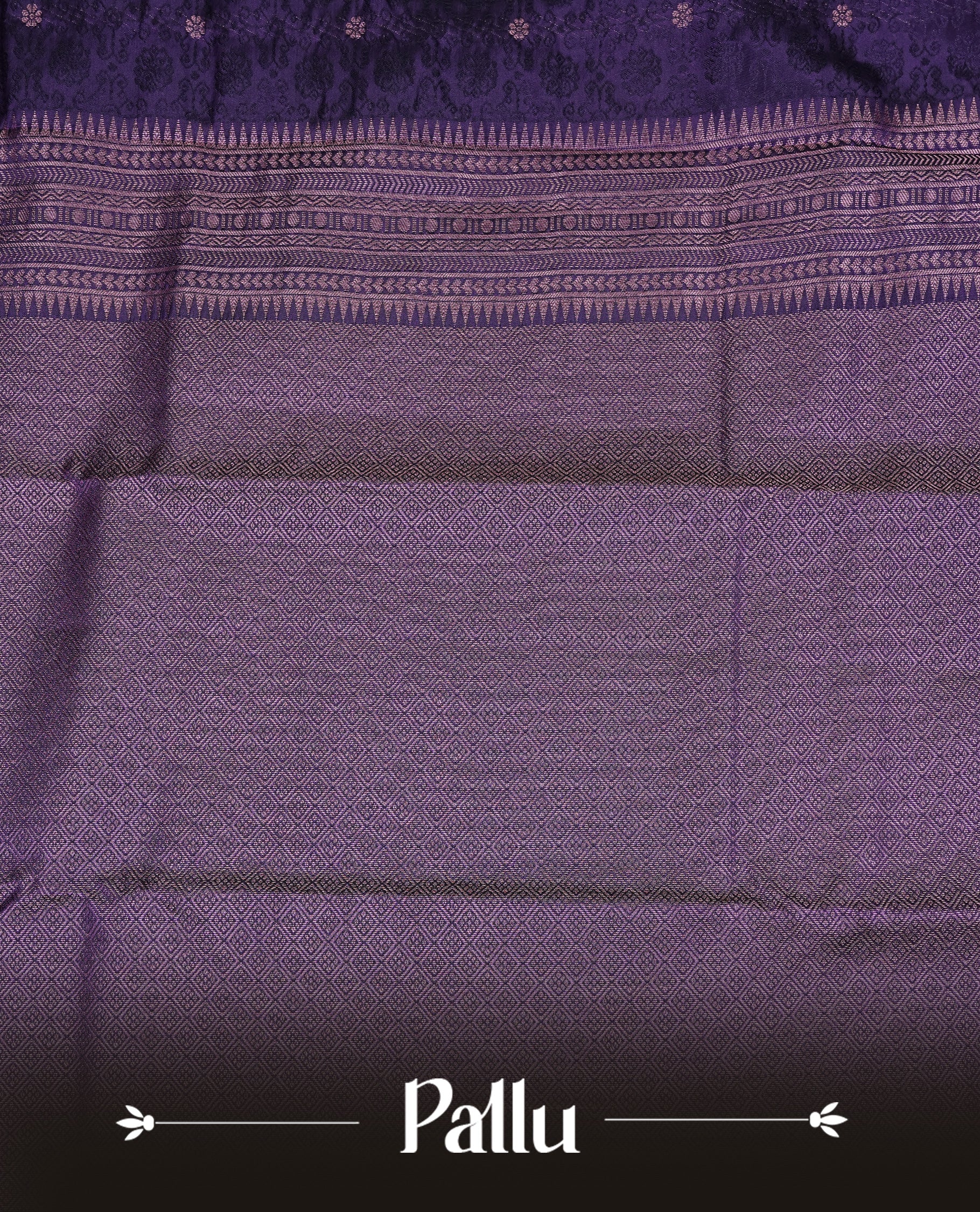 Purple Colour  Semi Soft Slik  Saree Featuring An Elegant Self Floral Woven Body, Enhanced By A Traditional Rose Gold Zari Border And Rich Pallu, Paired With A Matching Blouse Piece.