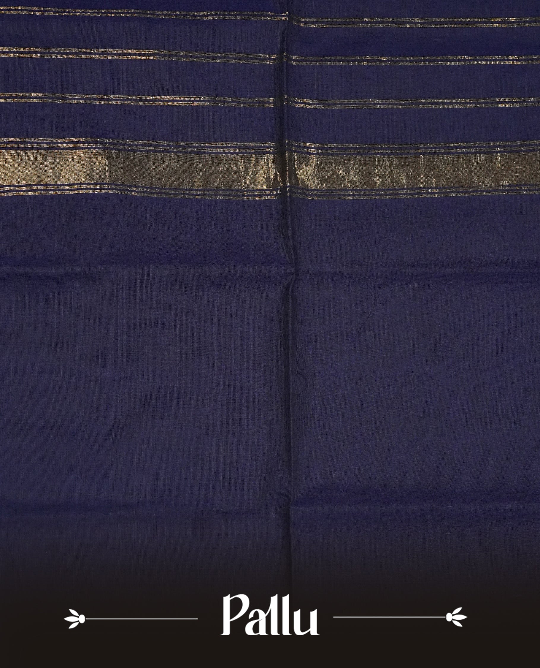 Navy Blue Colour Chettinad Cotton Saree Featuring a Plain Body, Complemented by a Pink  Colour with Grand Gold Zari Border & Contrast Striped Pallu, Paired with a Matching Blouse Piece.