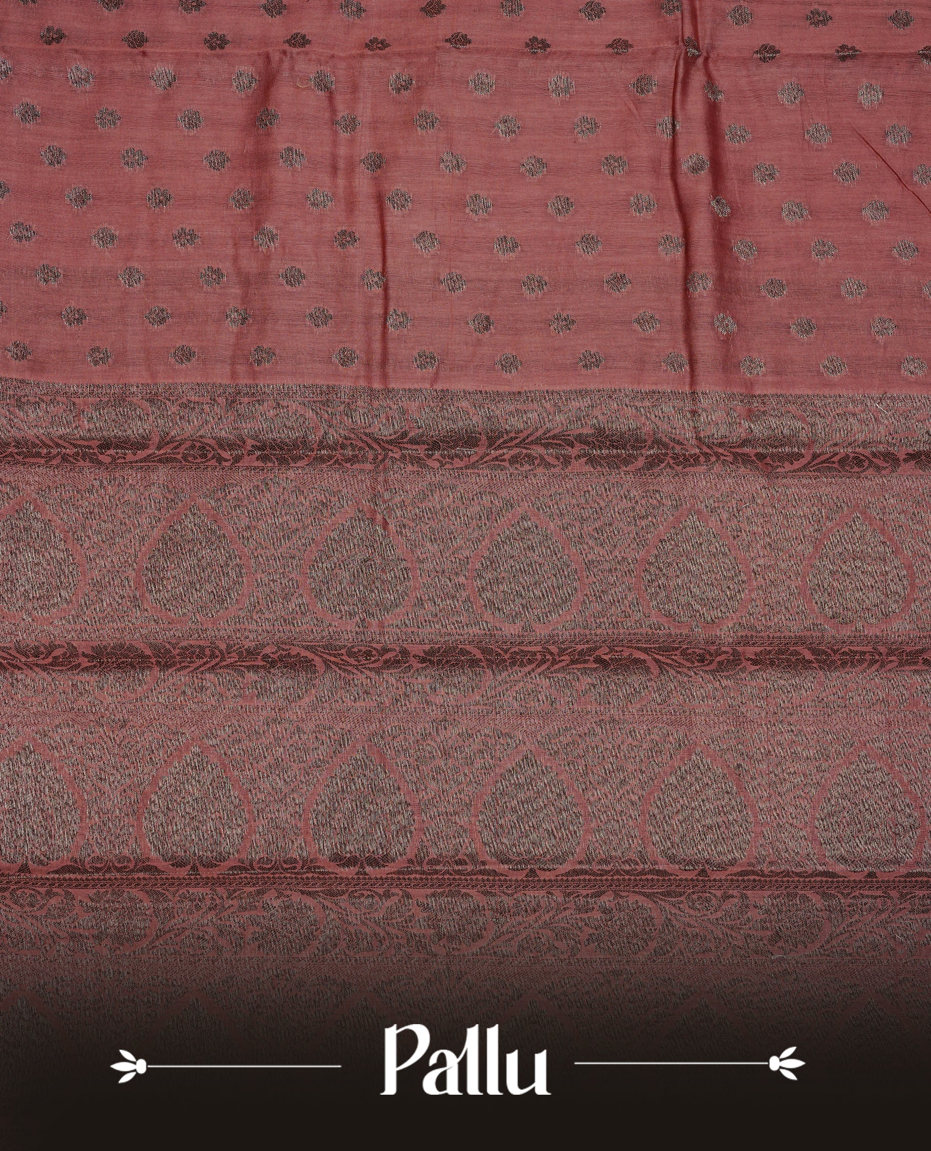 Muted brown colour semi tussar silk saree featuring elegant Antique zari motifs across the body, designed with a subtle borderless zari finish for a sophisticated traditional look. Paired with a matching blouse piece.