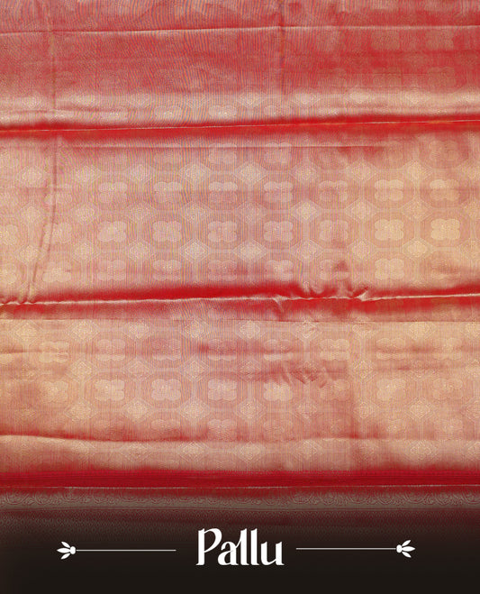 Magenta & Gold colour Double shade Semi tissue silk saree featuring Gold zari kodi pattern on body, self colour with traditional border, paired with matching.