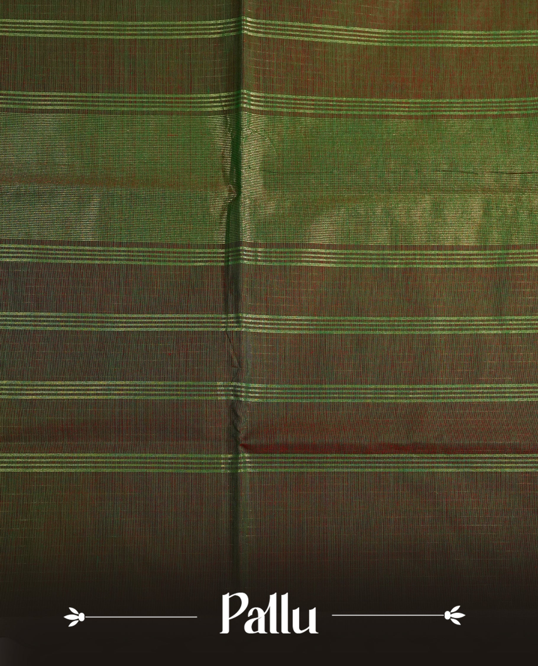 Green colour chettinad cotton saree featuring gold zari strips body, Contrast Maroon colour with Gold zari border, comes with matching blouse piece.