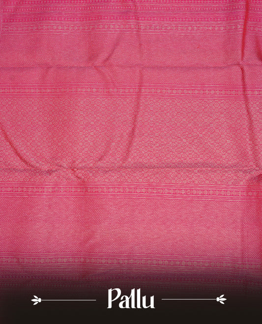 Maroon Pink Colour Wedding silk saree Featuring Gold Zari Pattern on Body, Finished with Self colour With Traditional border, Comes with Matching Blouse Piece.