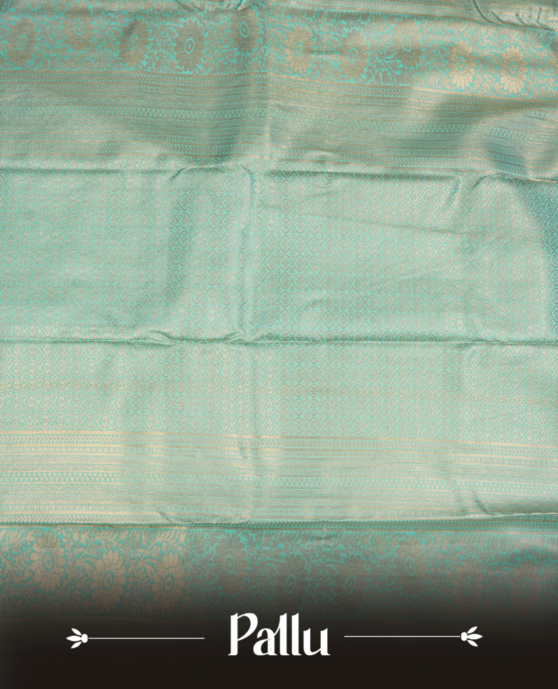 Aqua Colour Semi Wedding Silk Saree Featuring Gold Zari Checks With Buttas, Showcased with self colour With Traditional Border,  Paired With Matching Blouse Piece.