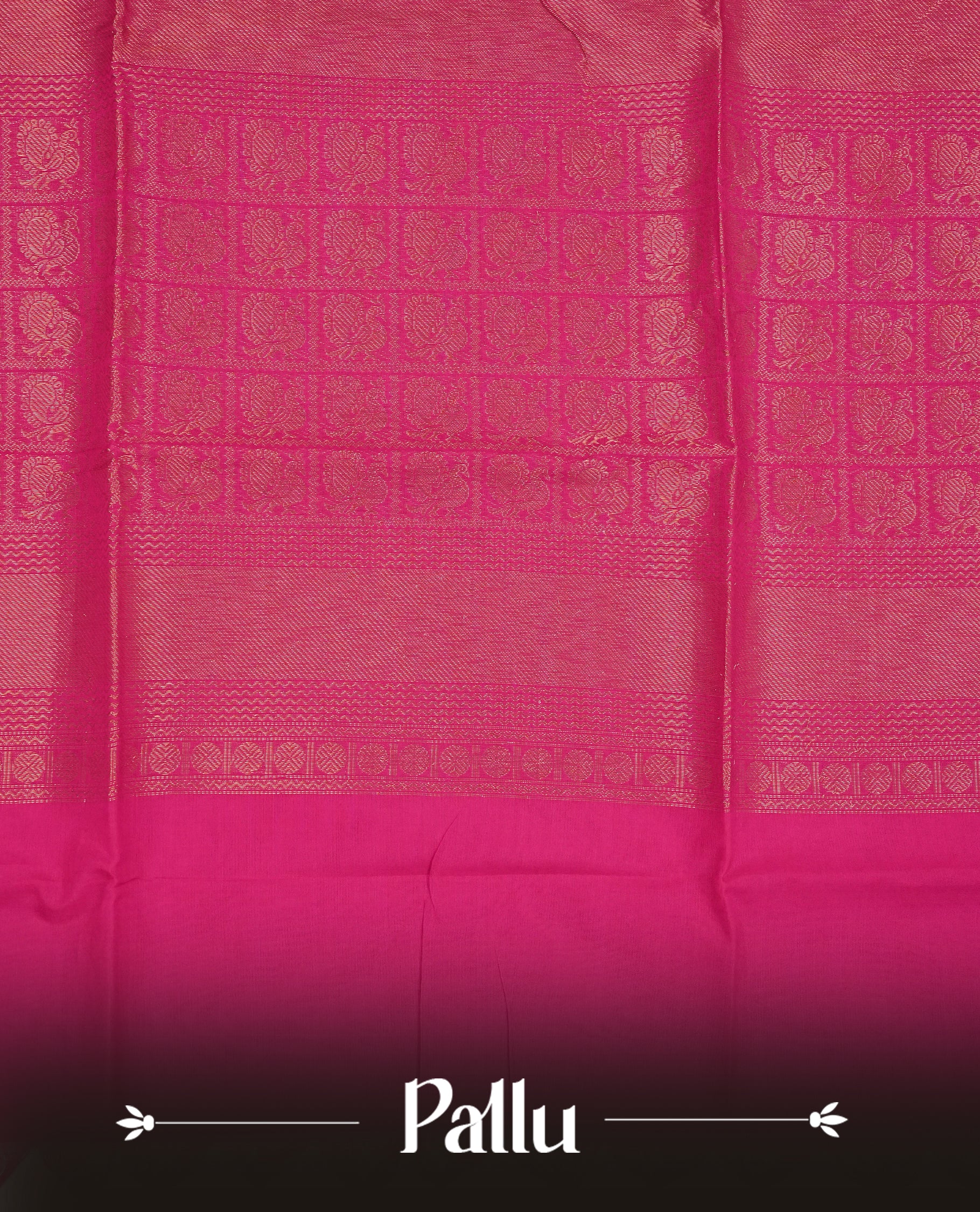Rani Pink Colour Chettinad Cotton Saree Featuring Gold Zari Motifs on the Body, Complemented by a Green & Violet Colour Border with Peacock Gold Zari Design and a Contrast Gold Zari Pallu, Paired with a Matching Blouse Piece
