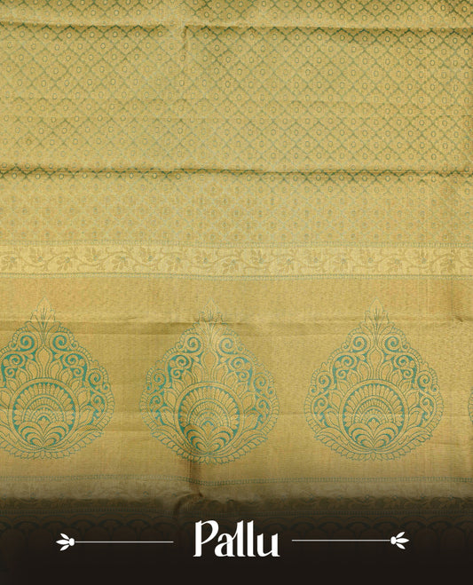 Blue & Gold double shade colour tissue silk saree featuring gold Pattern on body, complemented by self colour with Gold Zari border, comes with matching blouse piece.