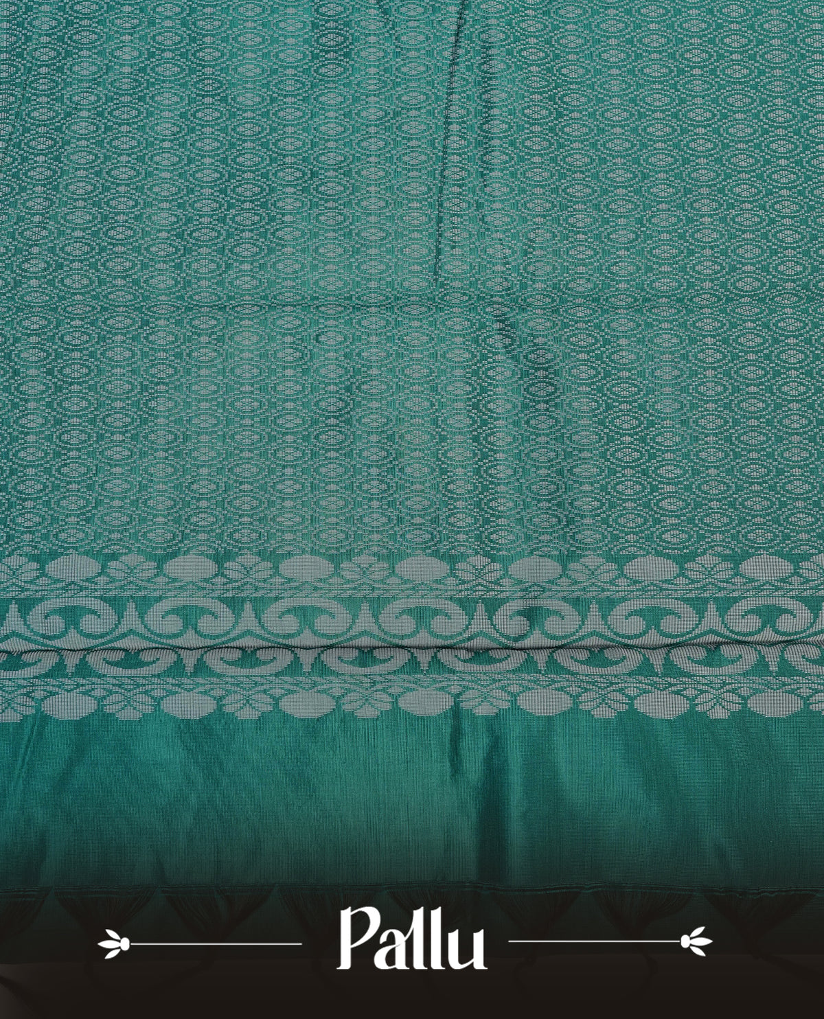 Dark teal colour silk cotton saree featuring ash teal colour thread motifs on body thread detiled contrast borders & pallu,comes with matching blouse piece
