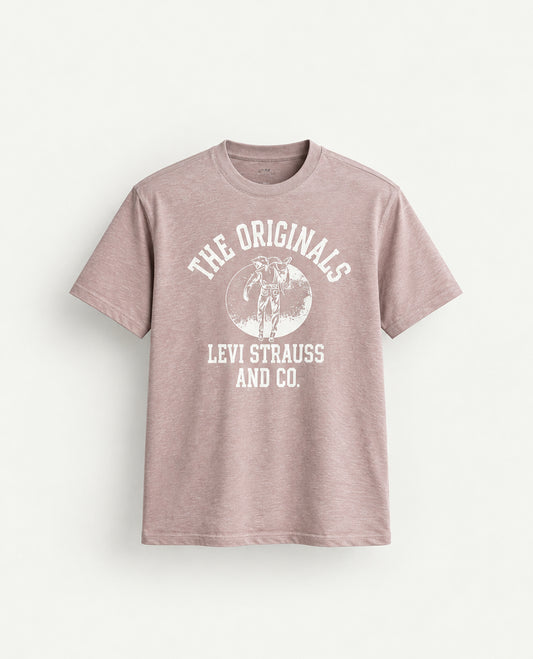 Dusty rose colour t shirt featuring round design neck, elegant Design body with a text, Half sleeve.