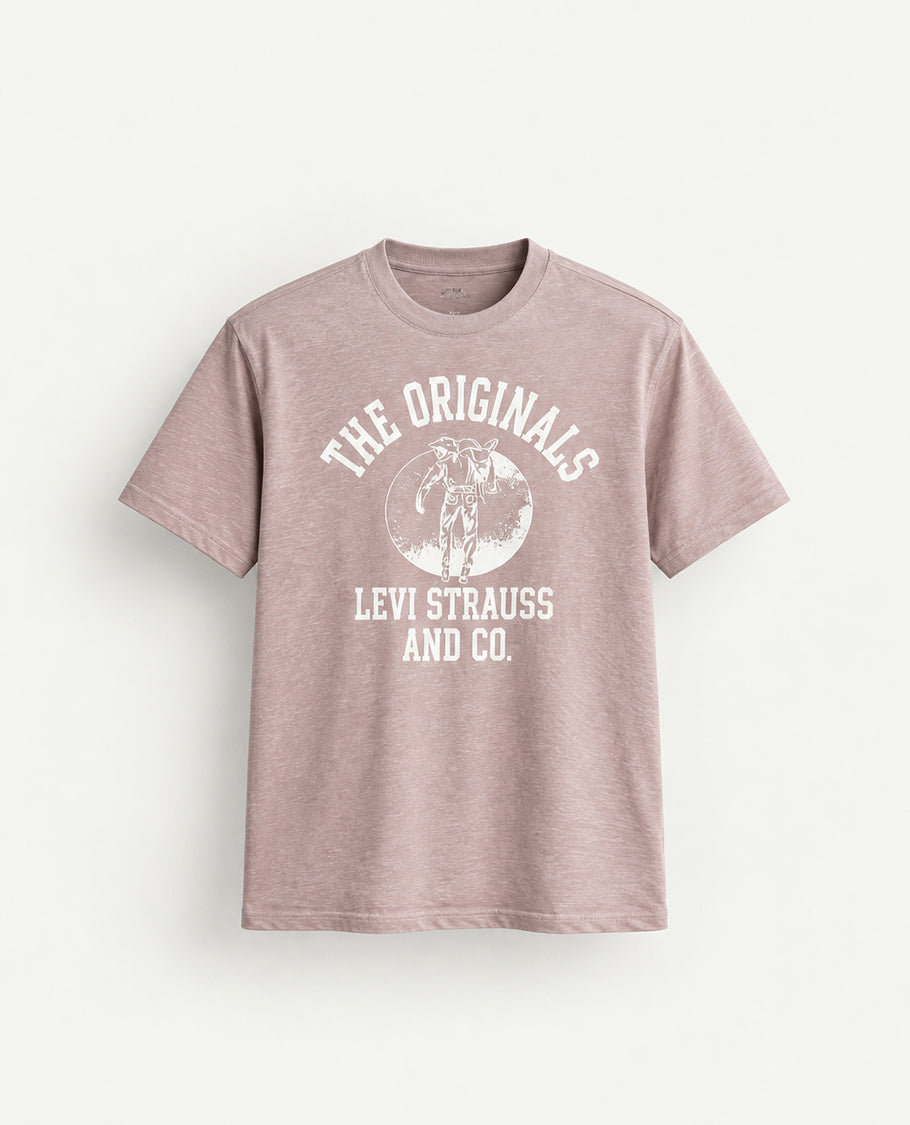 Dusty rose colour t shirt featuring round design neck, elegant Design body with a text, Half sleeve.