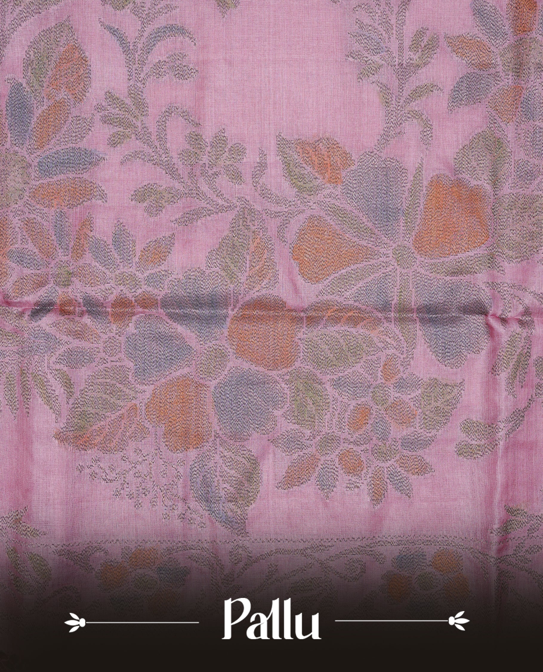 Pink colour pure tussar silk saree featuring elegant antique zari kodi patterns across the body, designed with a graceful borderless finish for a refined look. Paired with a matching blouse piece.