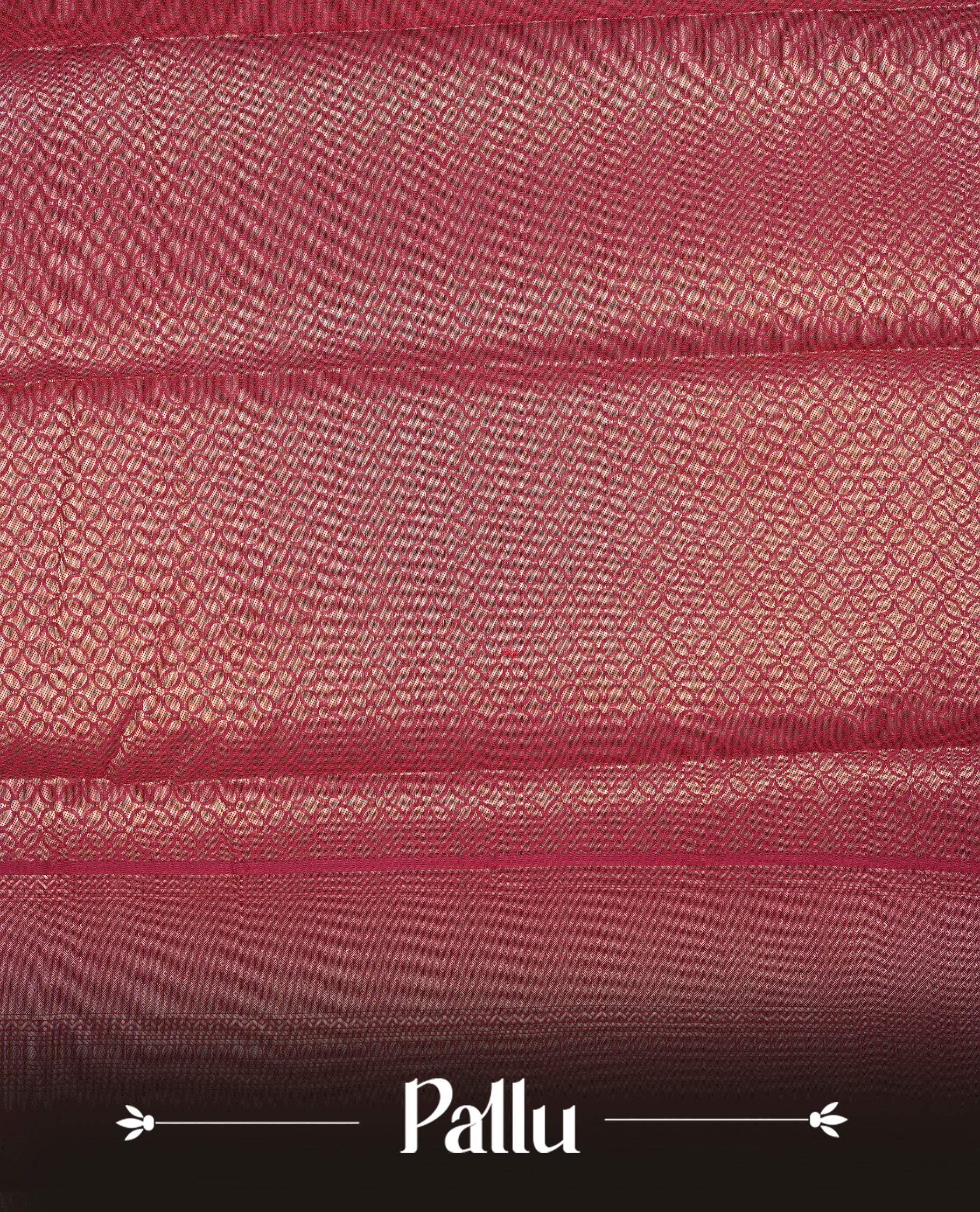Maroon colour Semi Wedding silk saree featuring gold zari kodi pattern across body, complemented by self colour with traditional border, paired with matching blouse piece.