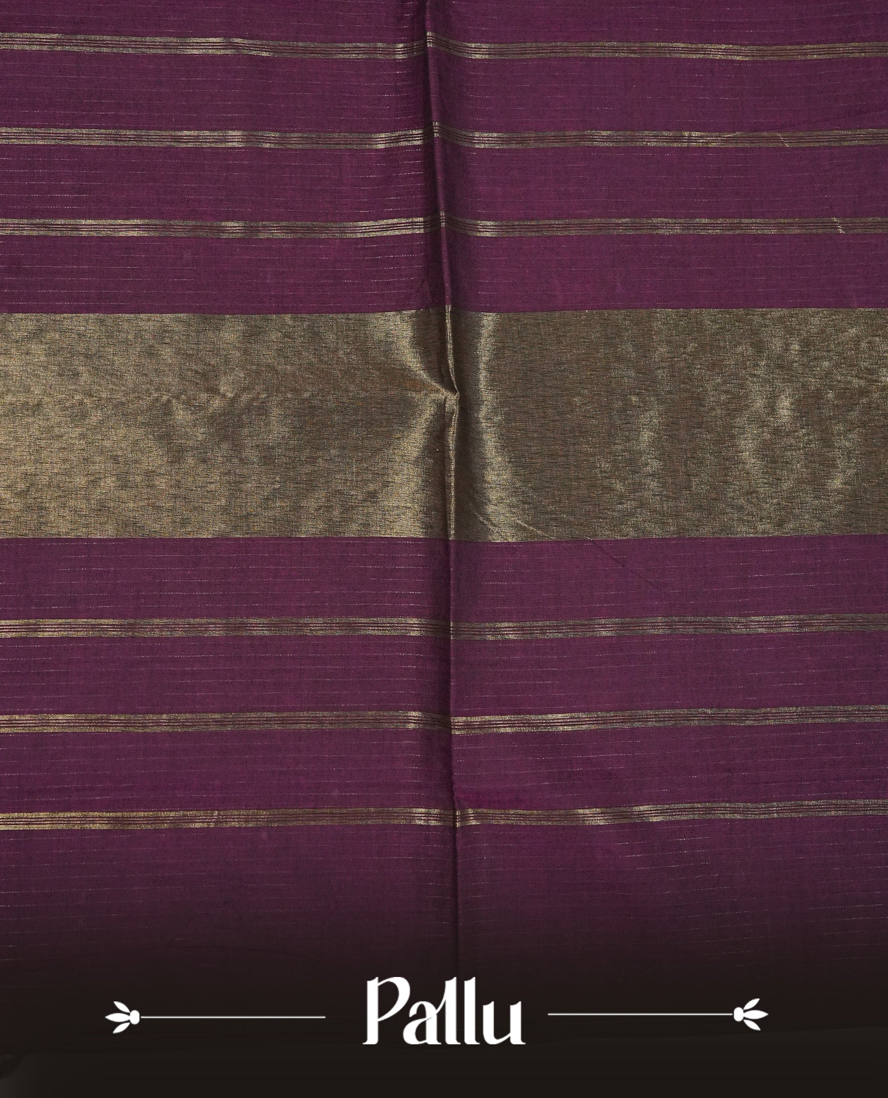 Purple Colour Chettinad Cotton Saree Featuring Gold Zari Stripes on the Body, Complemented by a Gold Zari Border and a Contrast Colour Striped Pallu, Paired with a Matching Blouse Piece.
