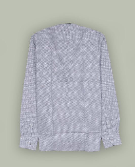 Light blue colour shirt with a subtle geometric pattern, featuring a classic spread collar and full sleeves & Made from premium quality fabric for softness and breathability.