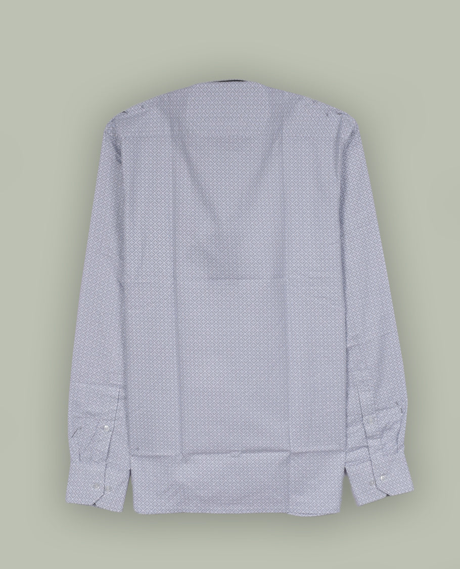 Light blue colour shirt with a subtle geometric pattern, featuring a classic spread collar and full sleeves & Made from premium quality fabric for softness and breathability.