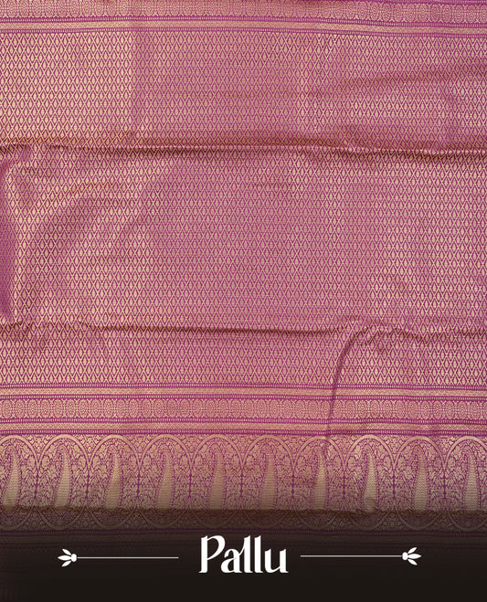 Aqua colour semi wedding saree featuring light gold zari check with peacock motifs across the body, complemented by contrast purple colour traditional border, Comes with a matching blouse piece.
