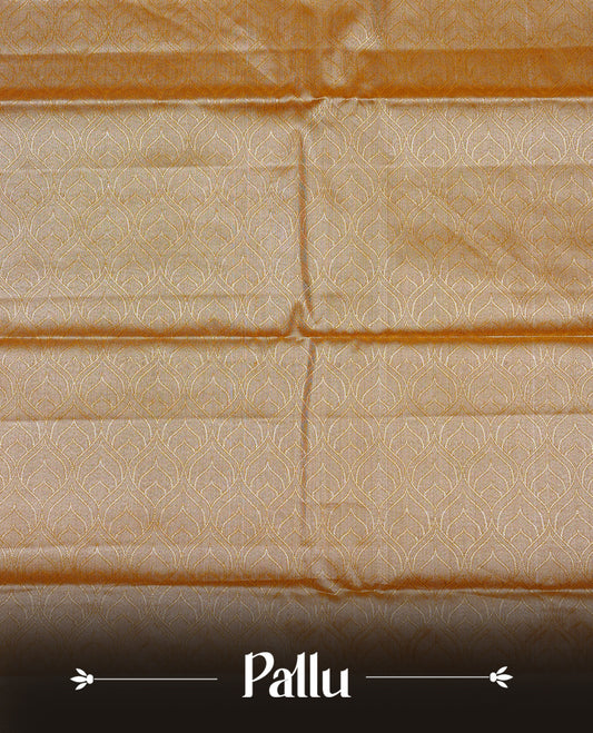 Yellow & Gold colour Double shade Semi tissue silk saree featuring self color kodi pattern on body, self colour with traditional border, paired with matching.