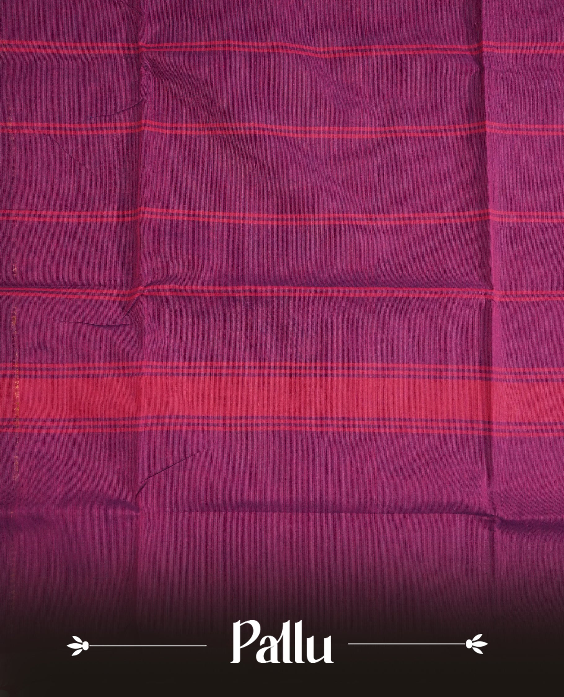 Pinkish Purple Colour Chettinad Cotton Saree Featuring a Plain Body, Complemented by a Navy Blue Colour with Gold Zari Border & Contrast Colour Striped Pallu, Paired with a Matching Blouse Piece.