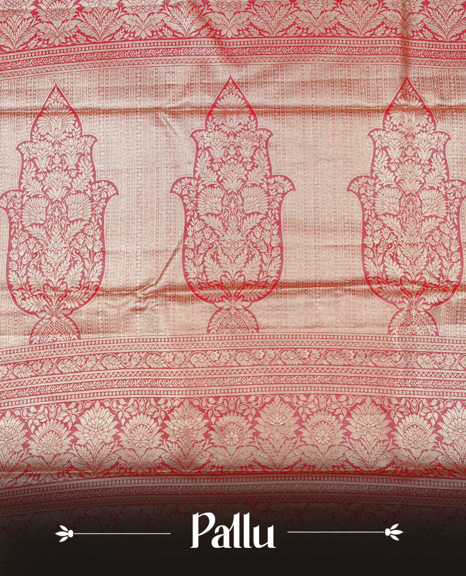 Light gold colour Semi tissue silk saree featuring Gold & Red zari kodi pattern on body, Contrast Red colour with traditional border, paired with matching.