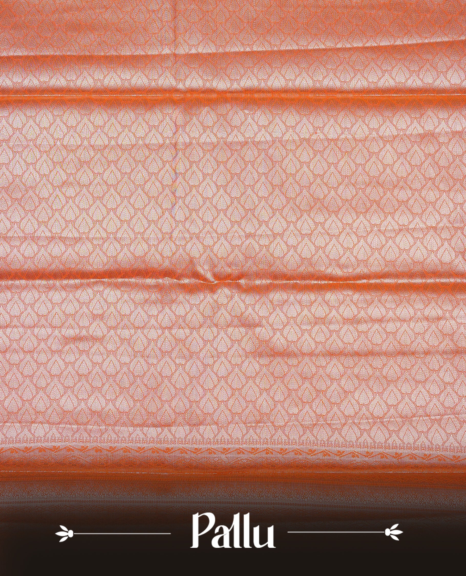 Orange & Light Gold colour Double shade Semi tissue silk saree featuring self color kodi pattern on body, self colour with traditional border, paired with matching.