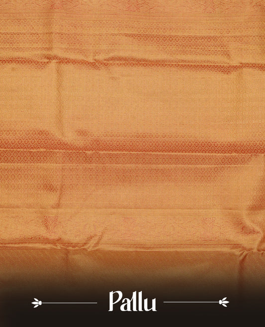 Pink & Gold double shade colour Tissue silk saree featuring Silver Kodi pattern on body, complemented by Contrast Pink With Gold Zari border, comes with matching blouse piece.