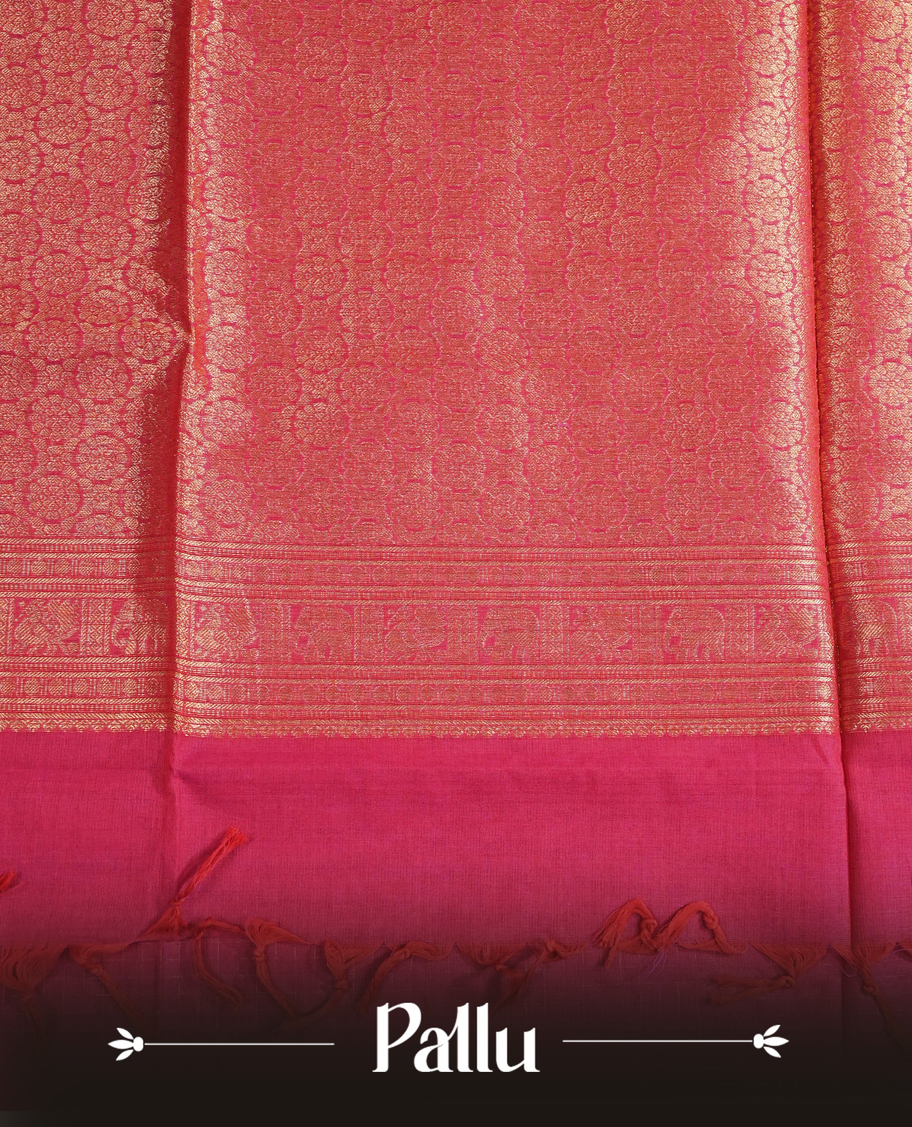Magneta colour chettinad cotton saree Featuring Gold zari Check Pattern with motifs on body, complemented by Self colour with zari border, comes with matching blouse piece.