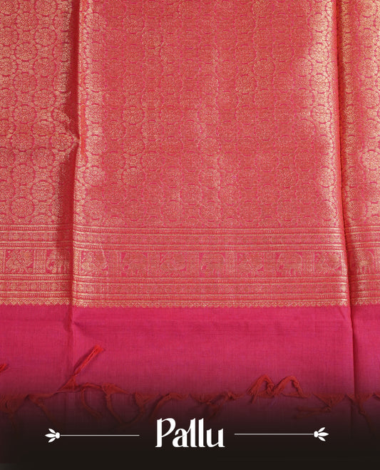 Magneta colour chettinad cotton saree Featuring Gold zari Check Pattern with motifs on body, complemented by Self colour with zari border, comes with matching blouse piece.