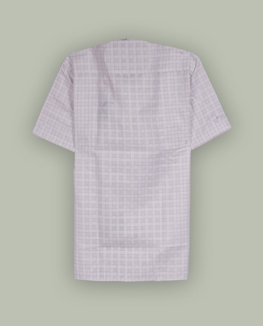 Off white colour checked shirt featuring a classic spread collar and half sleeves & Crafted from soft, breathable fabric for all day comfort.